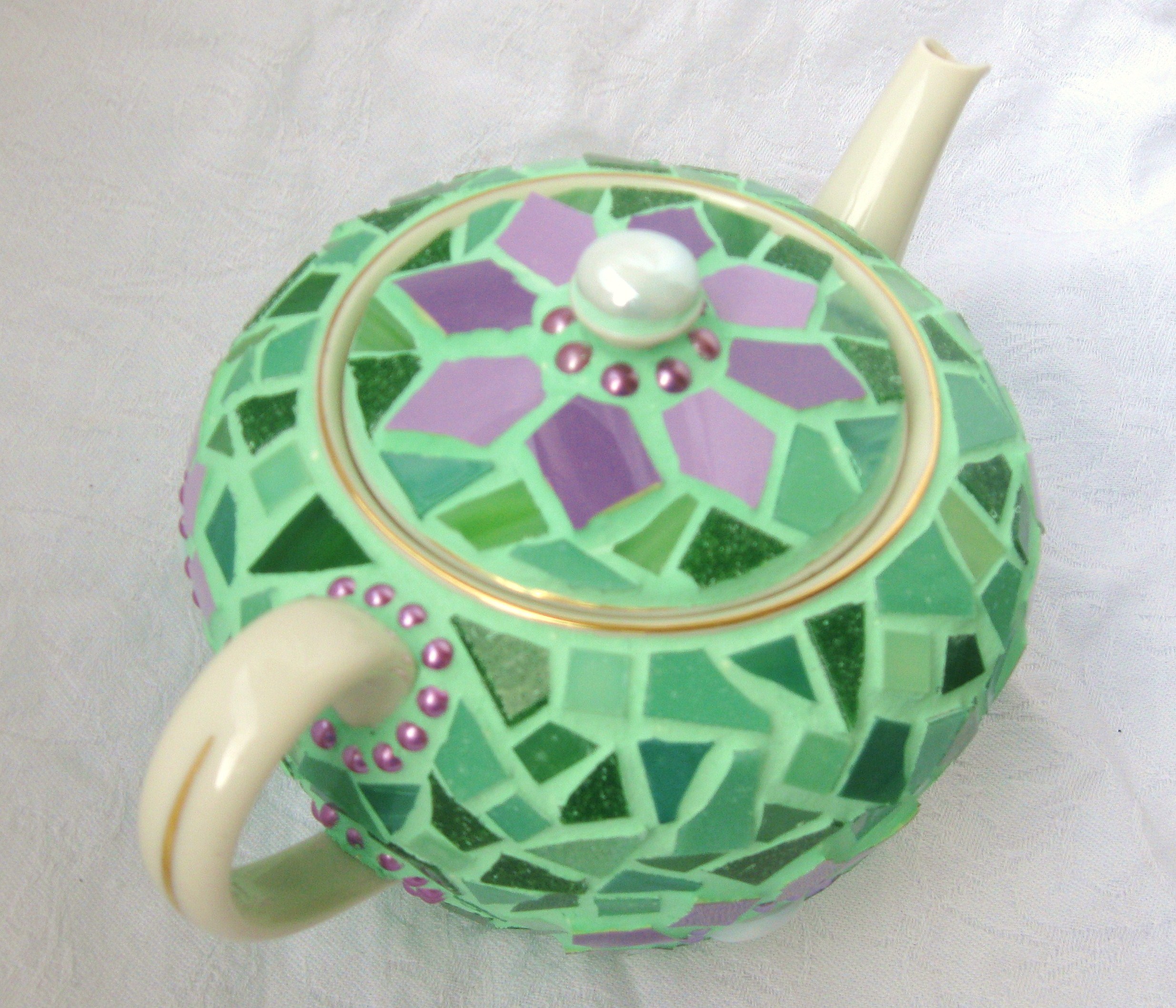 Frances Green Mosaic Teapot in Green and Lilac